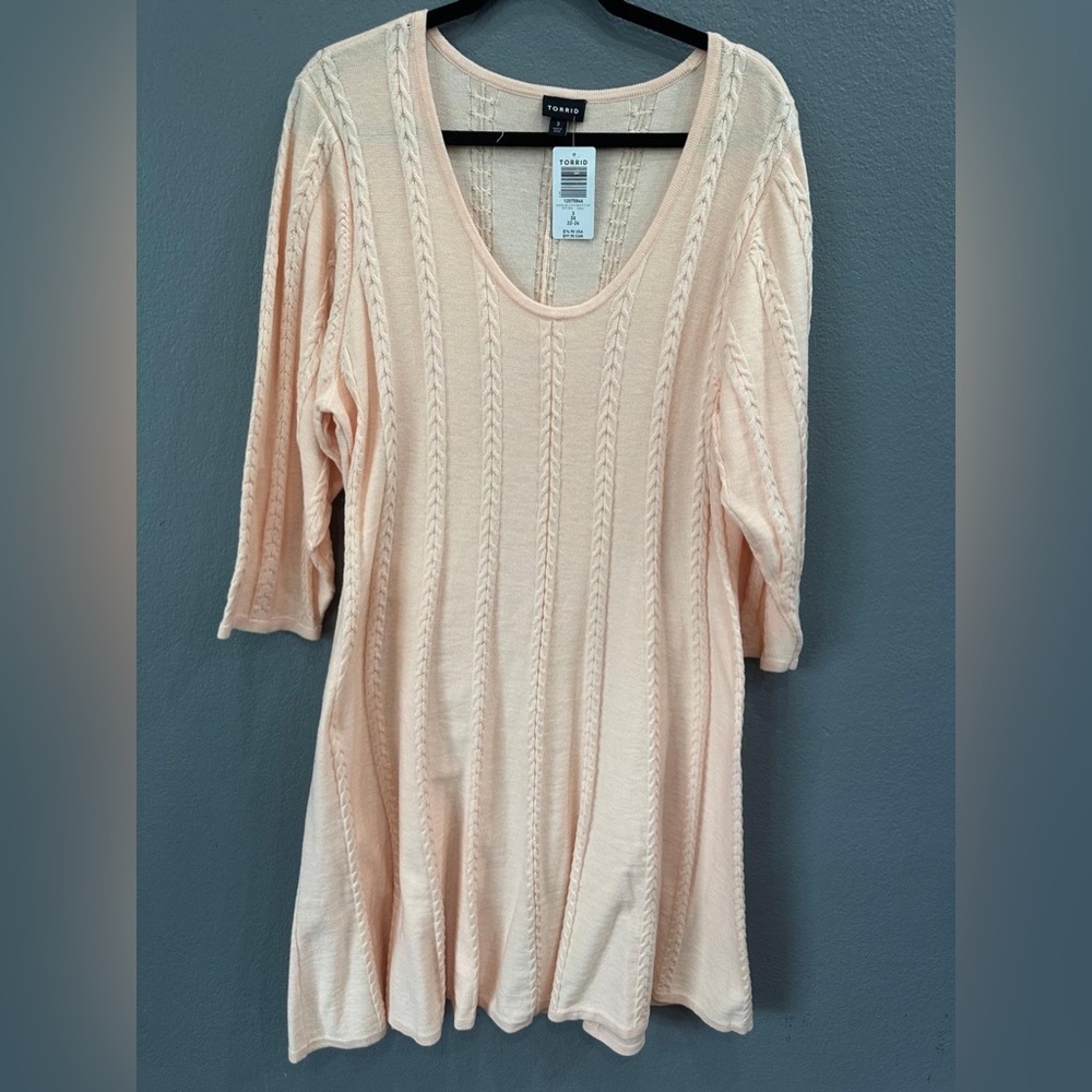 Torrid Acas blush Cable Knit Sweater Dress Size 3(3X) Pink Peach (22/24) NWT - Picture 3 of 5